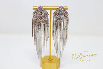 Crystal Chandelier Tessal earrings, Long Tessal Bridal Jewelry Bridal Earrings Crystal Bridal Earrings Statement earrings Cz